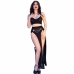 Chilirose CR 4672 Black Set with Gold Chains - Top, Skirt & Thong M