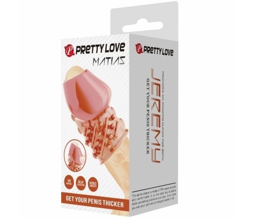 Pretty Love Matias Extension Sleeve Pink, Soft TPR, 90 mm, Waterproof