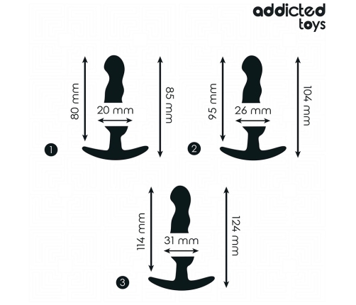 Addicted Toys Silicone Plug Set Model 1 - 3 Sizes, Ergonomic Design
