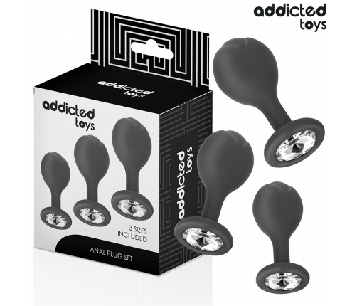 Addicted Toys Silicone Plug Set 3 Sizes with Decorative Gem Base