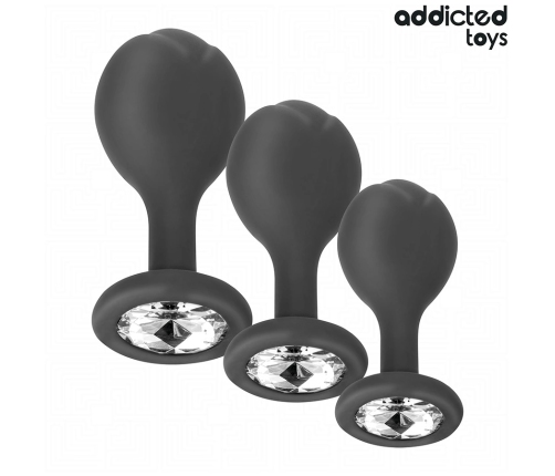 Addicted Toys Silicone Plug Set 3 Sizes with Decorative Gem Base