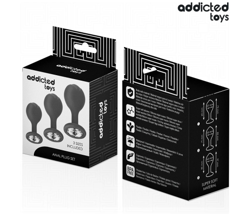 Addicted Toys Silicone Plug Set 3 Sizes with Decorative Gem Base