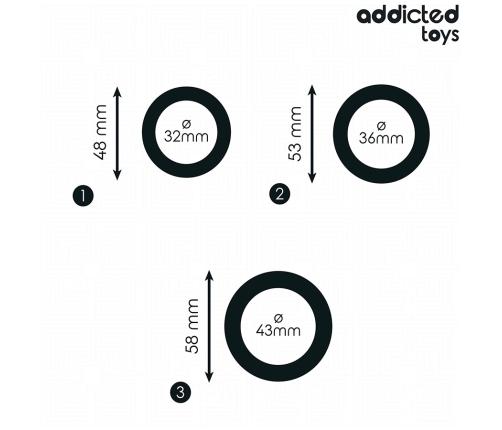 Addicted Toys Silicone Support Ring Set Model 1 - 3 Sizes, Black