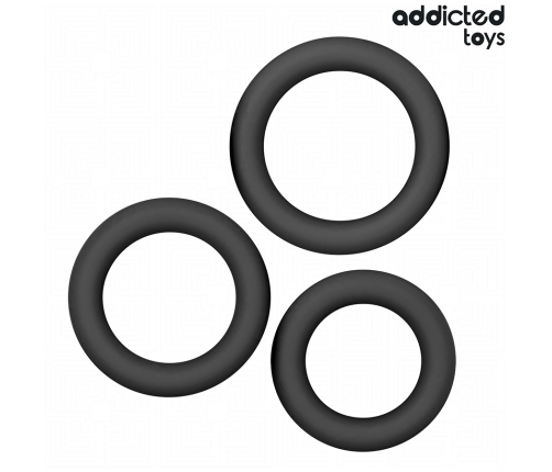 Addicted Toys Silicone Support Ring Set Model 1 - 3 Sizes, Black