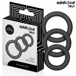Addicted Toys Silicone Support Ring Set Model 1 - 3 Sizes, Black