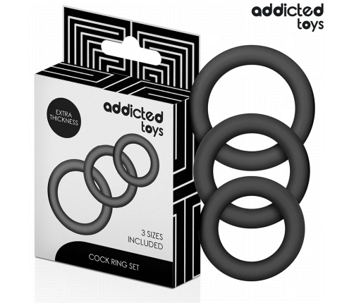 Addicted Toys Silicone Support Ring Set Model 1 - 3 Sizes, Black
