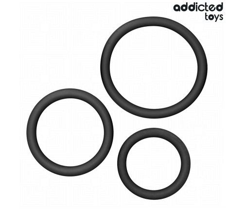 Addicted Toys Silicone Support Rings Set 3 Sizes Black 8435565956561