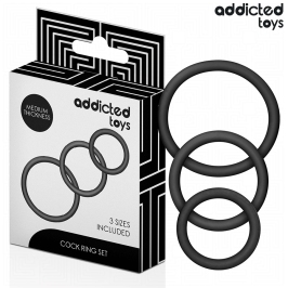 Addicted Toys Silicone Support Rings Set 3 Sizes Black 8435565956561