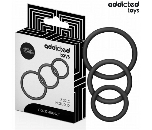 Addicted Toys Silicone Support Rings Set 3 Sizes Black 8435565956561