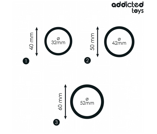 Addicted Toys Silicone Support Rings Set 3 Sizes Black 8435565956561