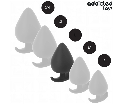 Addicted Toys Silicone Intimate Plug Size L - 8 cm, Ergonomic Base, Black