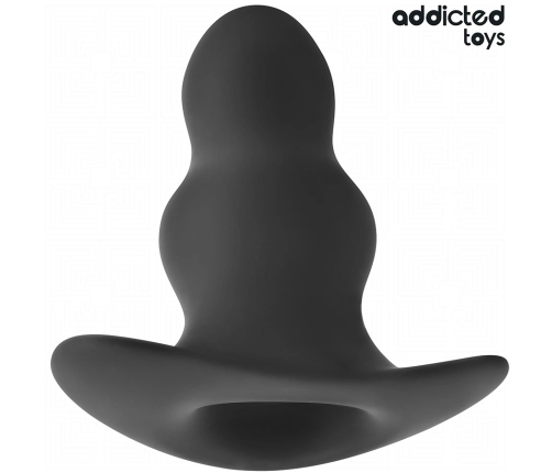 Addicted Toys XL Hollow Silicone Plug - Anatomical, Black, 13.9 cm