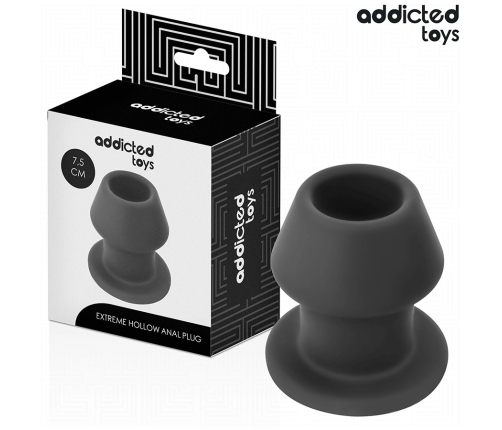 Addicted Toys Extreme Hollow Silicone Plug Size S 7.5 cm - Black