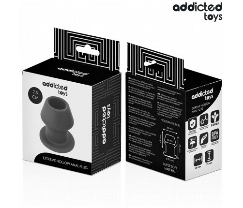 Addicted Toys Extreme Hollow Silicone Plug Size S 7.5 cm - Black