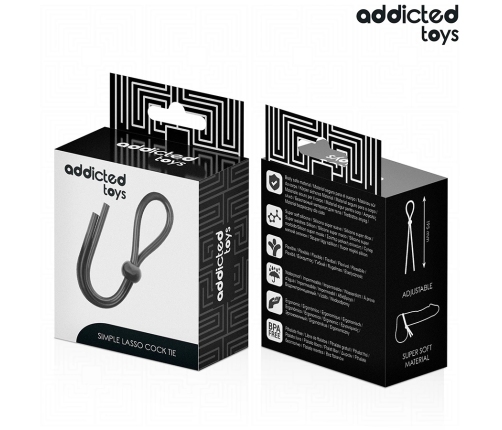 Addicted Toys Silicone Adjustable Ring - Single Loop, 19.5 cm, Black