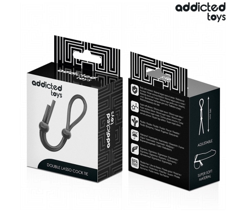 Addicted Toys Silicone Double Loop Adjustable Anatomic Ring 19.5cm Black