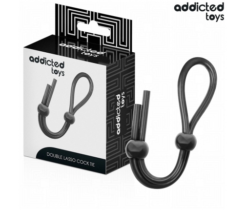 Addicted Toys Silicone Double Loop Adjustable Anatomic Ring 19.5cm Black