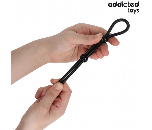 Addicted Toys Silicone Double Loop Adjustable Anatomic Ring 19.5cm Black