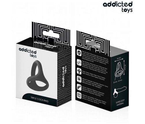 Addicted Toys Triple Support Ring Thick - Flexible Anatomical Design 58mm