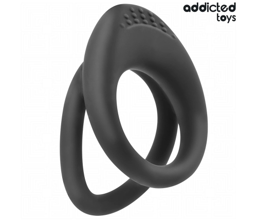 Addicted Toys Double Ring System Silicone Black - Textured Support 72 mm