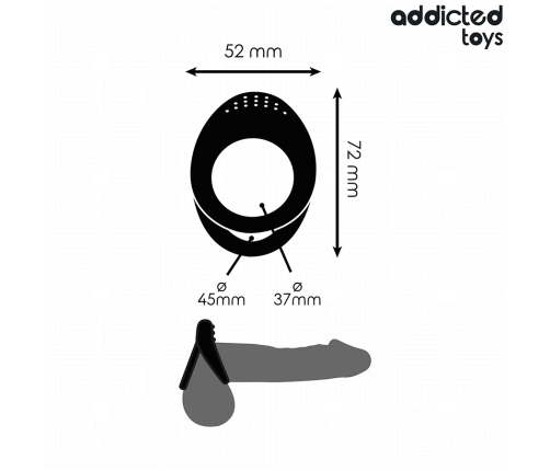 Addicted Toys Double Ring System Silicone Black - Textured Support 72 mm