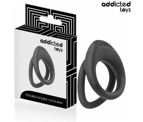 Addicted Toys Double Ring System Silicone Black - Textured Support 72 mm