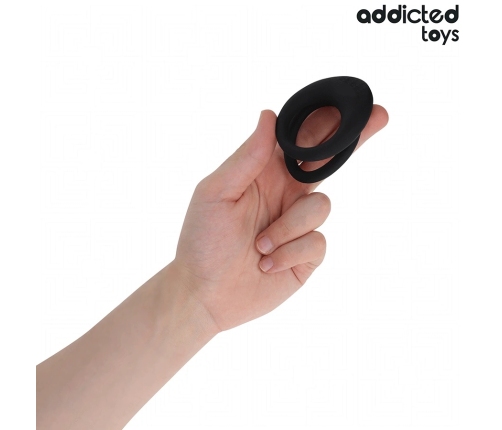 Addicted Toys Double Ring System Silicone Black - Textured Support 72 mm
