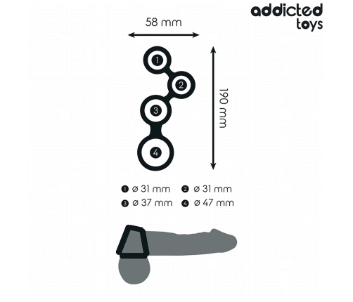 Addicted Toys Multi-Ring Support System with Anatomical Dividers Black 201mm