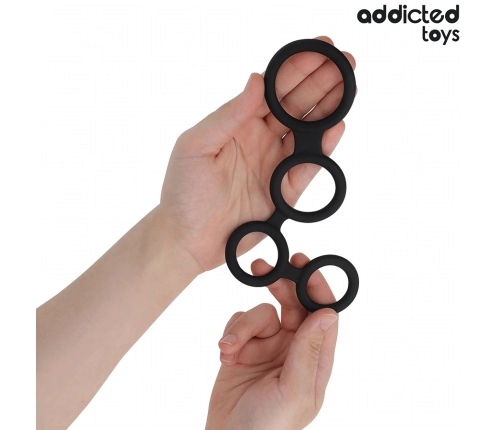 Addicted Toys Multi-Ring Support System with Anatomical Dividers Black 201mm