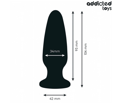 Addicted Toys Silicone Intimate Plug with Jewel Base Size M 10.4cm Black