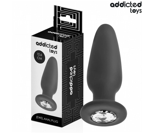 Addicted Toys Silicone Plug L with Decorative Jewel 12.6 cm Black