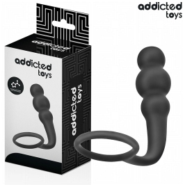 Addicted Toys Silicone Intimate Plug with Ergonomic Ring Model 1 Black 195mm