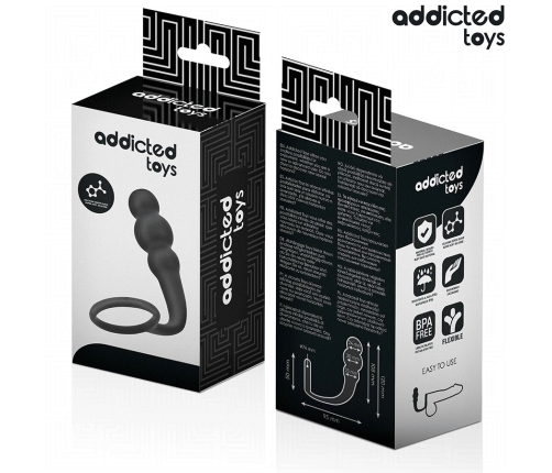 Addicted Toys Silicone Intimate Plug with Ergonomic Ring Model 1 Black 195mm