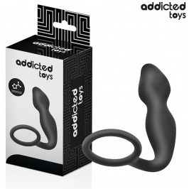 Addicted Toys Silicone Plug with Support Ring Model 2 - Black, 197 mm