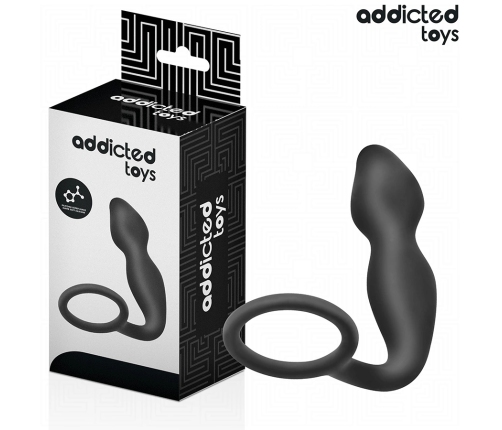 Addicted Toys Silicone Plug with Support Ring Model 2 - Black, 197 mm