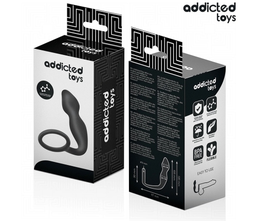 Addicted Toys Silicone Plug with Support Ring Model 2 - Black, 197 mm