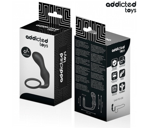 Addicted Toys Silicone Anal Plug Model 3 with Support Ring, 195mm Black
