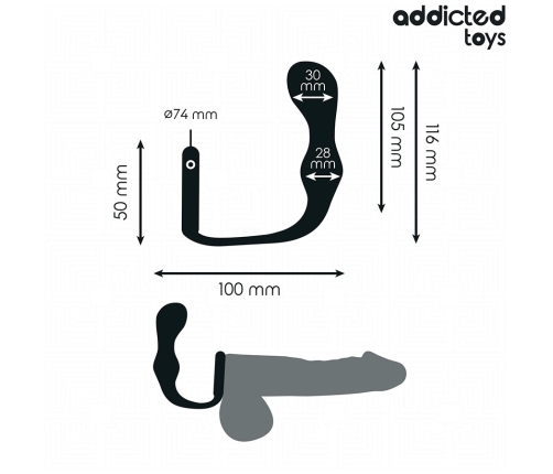 Addicted Toys Silicone Anal Plug Model 3 with Support Ring, 195mm Black