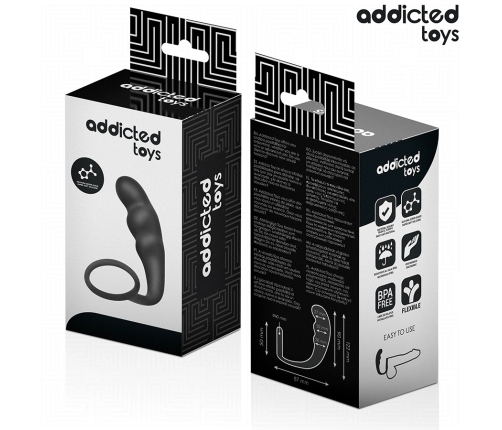 Addicted Toys Silicone Intimate Plug with Ring Model 4 - Black, 204 mm