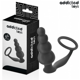 Addicted Toys Silicone Intimate Plug with Ring Model 5 - Black, 235 mm