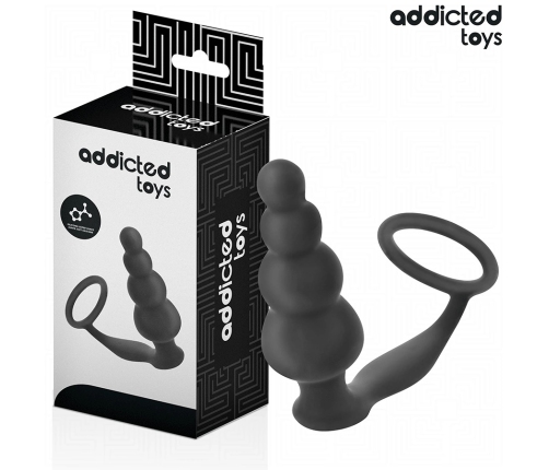 Addicted Toys Silicone Intimate Plug with Ring Model 5 - Black, 235 mm
