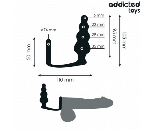 Addicted Toys Silicone Intimate Plug with Ring Model 5 - Black, 235 mm
