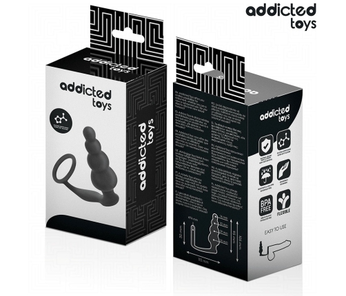Addicted Toys Silicone Intimate Plug with Ring Model 5 - Black, 235 mm
