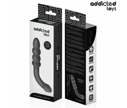 Addicted Toys Double-Ended Silicone Massager 16.5cm Black - Progressive Shape