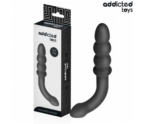 Addicted Toys Double-Ended Silicone Massager 16.5cm Black - Progressive Shape