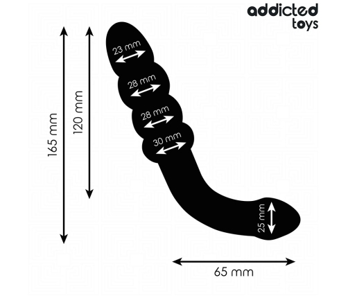 Addicted Toys Double-Ended Silicone Massager 16.5cm Black - Progressive Shape