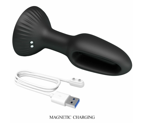 Pretty Love Hubert Silicone Plug with 7 Vibration Modes, Black