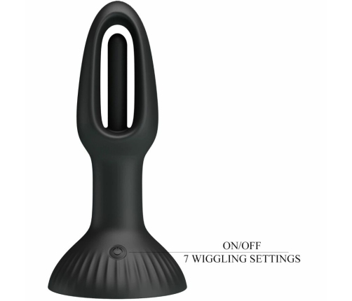 Pretty Love Hubert Silicone Plug with 7 Vibration Modes, Black