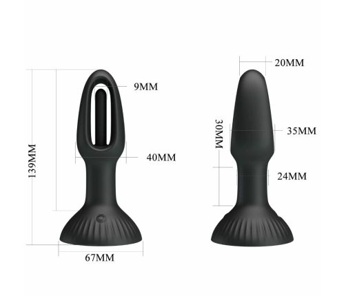 Pretty Love Hubert Silicone Plug with 7 Vibration Modes, Black