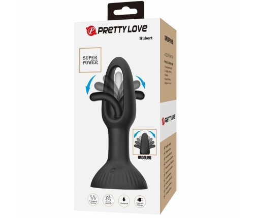 Pretty Love Hubert Silicone Plug with 7 Vibration Modes, Black